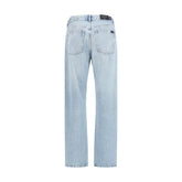7FOR Light Blue Cotton Straight-Leg Jeans